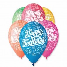 Балон с принт HAPPY BIRTHDAY микс 30 см, 100 бр.