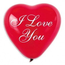 Балон сърце кристал с щампа I LOVE YOU 26 см, 100 бр.
