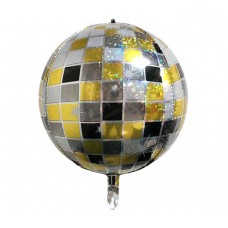 Фолиев балон диско топка, 22'', Black/Gold, 56 см