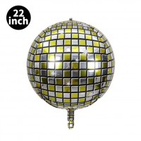Фолиев балон диско топка, 22'', Gold/Silver, 56 см