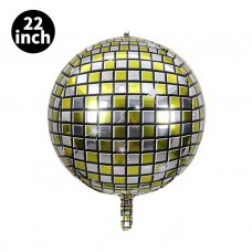 Фолиев балон диско топка, 22'', Gold/Silver, 56 см