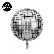 Фолиев балон диско топка, 22'', Silver, 56 см