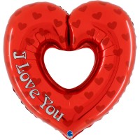 Фолиев балон Сърце с дупка I LOVE YOU, 72Х75 см