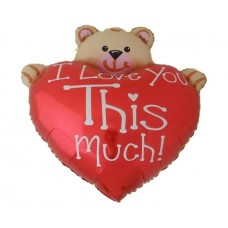 Фолиев балон Мече със сърце I LOVE YOU, 82Х74 см