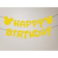 Банер HAPPY BIRTHDAY Мики Маус - ЗЛАТО
