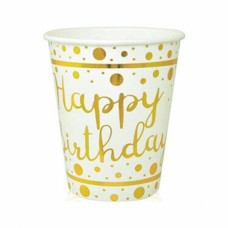 Чаша със златен принт "Happy Birthday", 10 бр.