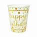Чаша със златен принт "Happy Birthday", 10 бр.