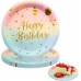 Чиния розово-синя Happy Birthday, 18 см, 10 бр