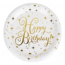 Чиния със златен принт HAPPY BIRTHDAY 18 см